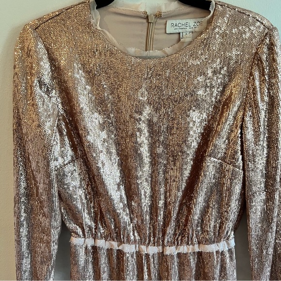 Rachel Zoe Noelle Pink Sequin 3/4 Length Sleeve Jumpsuit | 2 - Picture 5 of 13